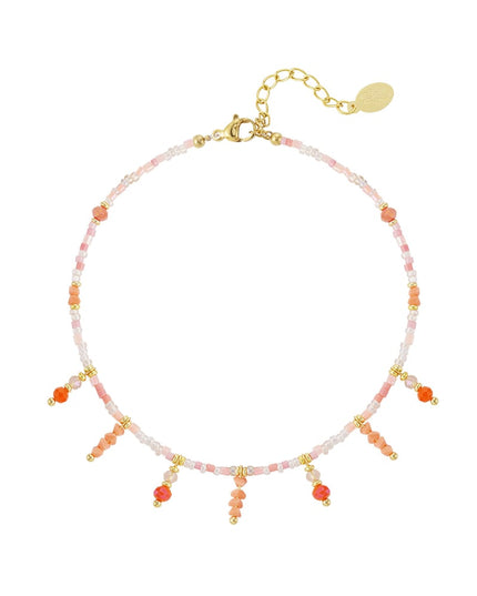 Beaded bracelet with beaded pendants- Blue/Gold color