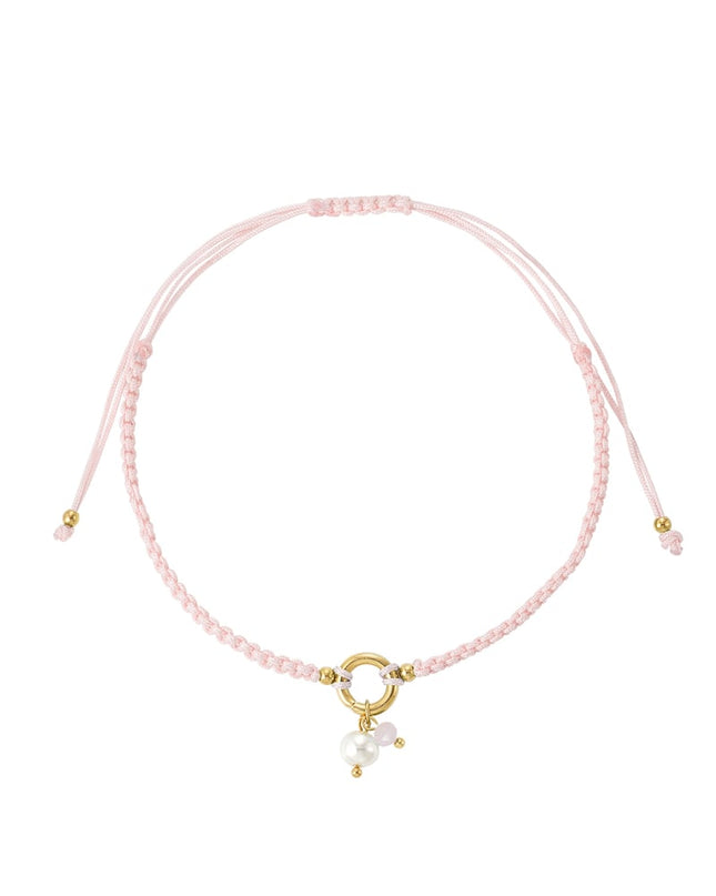 Gevlochten simpel enkelbandje met parel