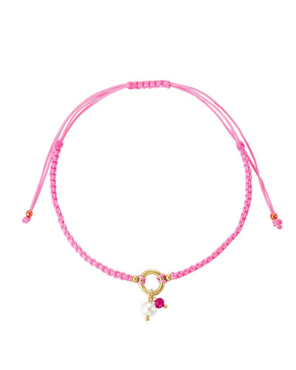 Gevlochten simpel enkelbandje met parel