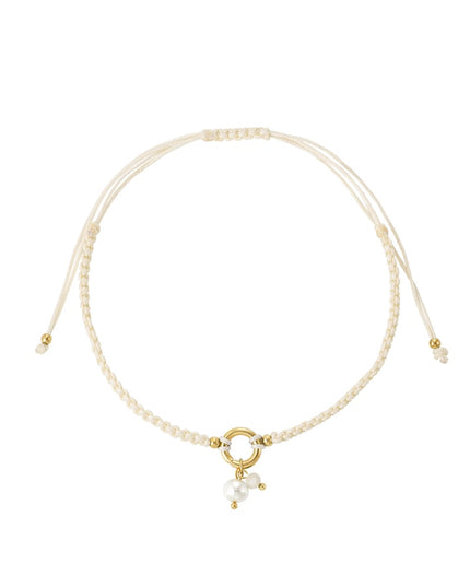 Gevlochten simpel enkelbandje met parel