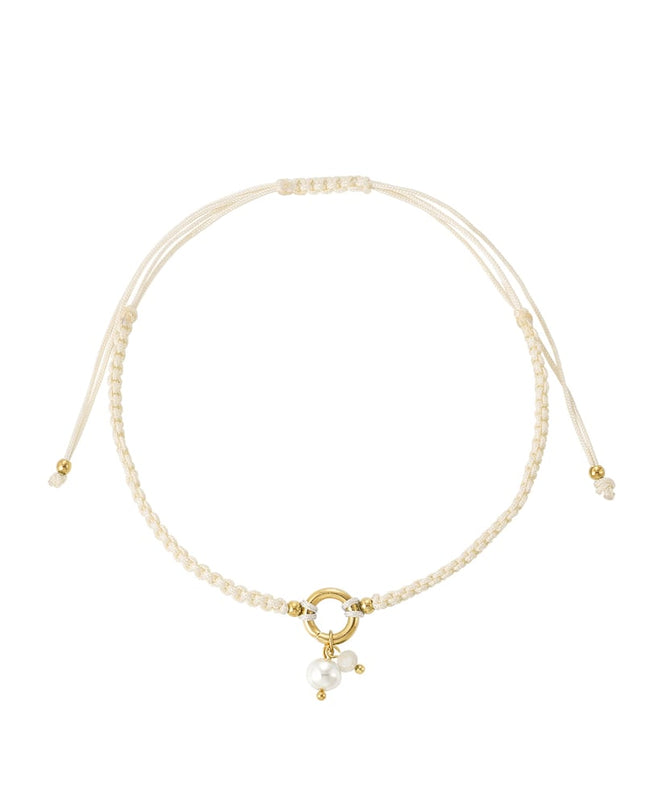 Gevlochten simpel enkelbandje met parel