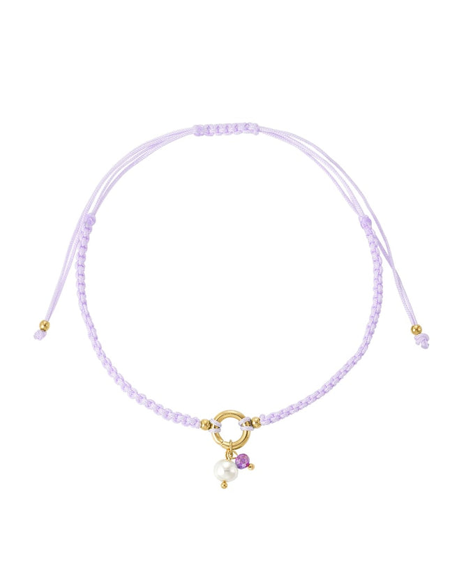 Gevlochten simpel enkelbandje met parel