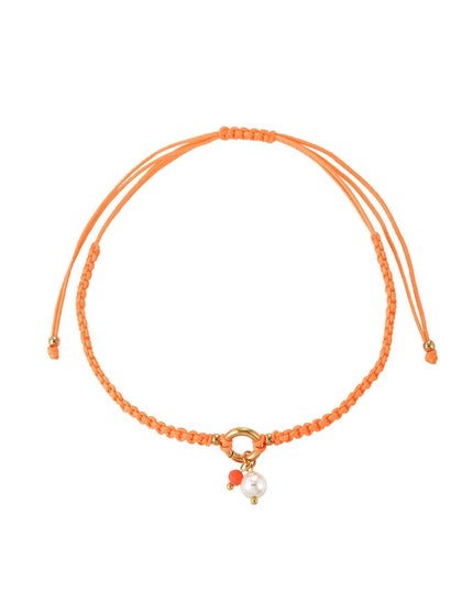 Gevlochten simpel enkelbandje met parel