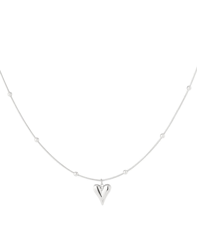bolletjes ketting met hartje klein