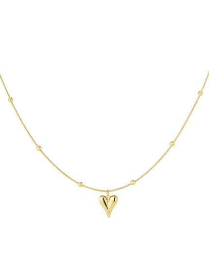 bolletjes ketting met hartje klein