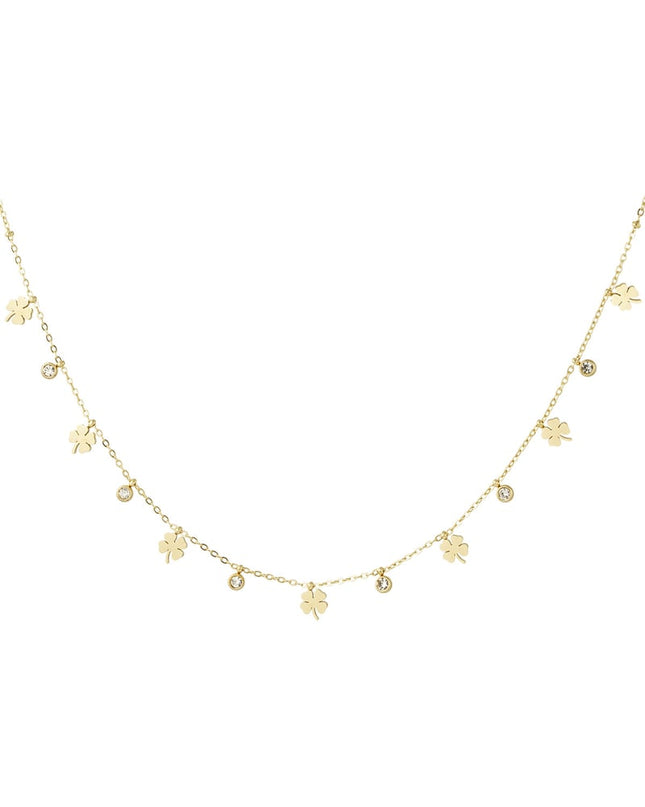 bedel ketting met klaver en diamanten