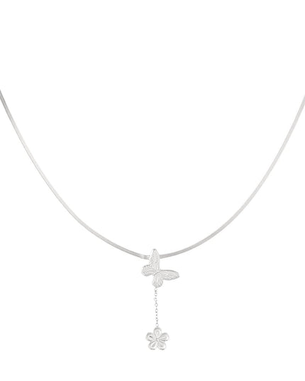 klassieke ketting met vlinder en bloem bedel