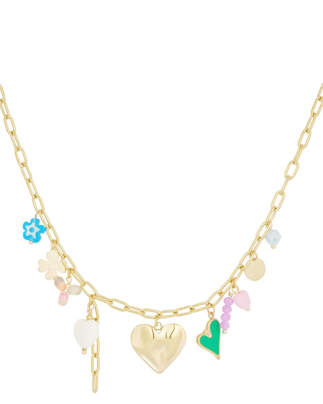 bedel ketting met gekleurde bedels