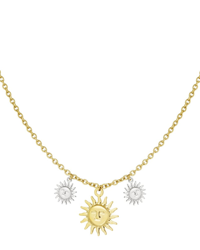 Ketting shimmering sun - Goud kleur zilver
