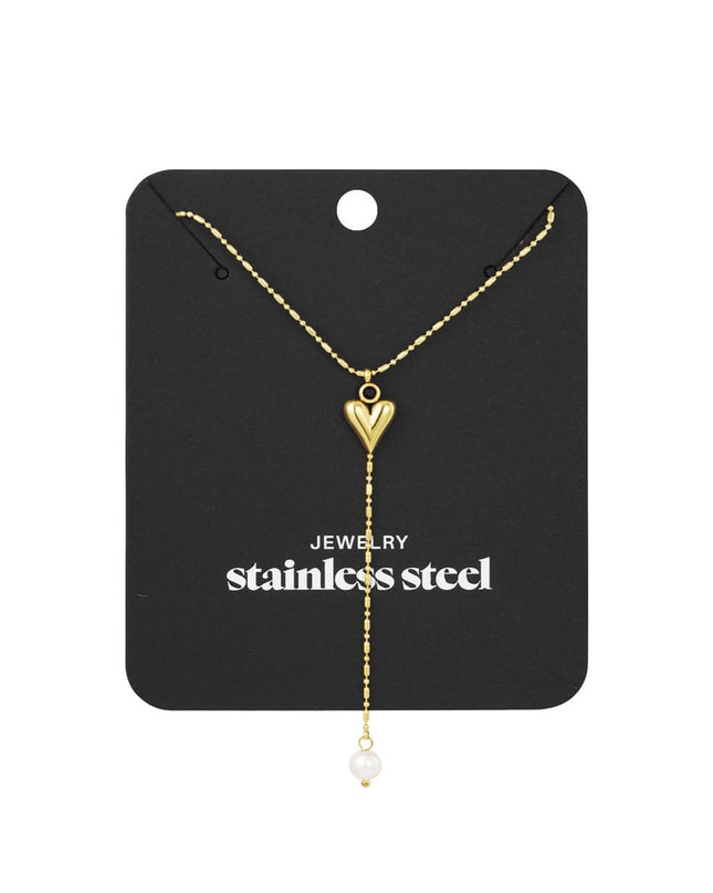 classic heart & pearl ketting