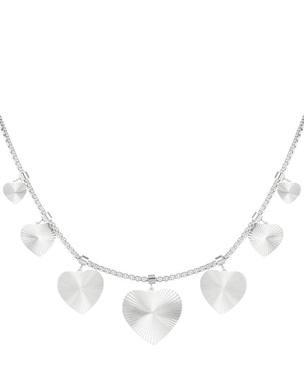 textured hearts ketting