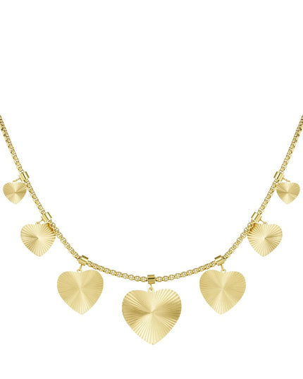 textured hearts ketting
