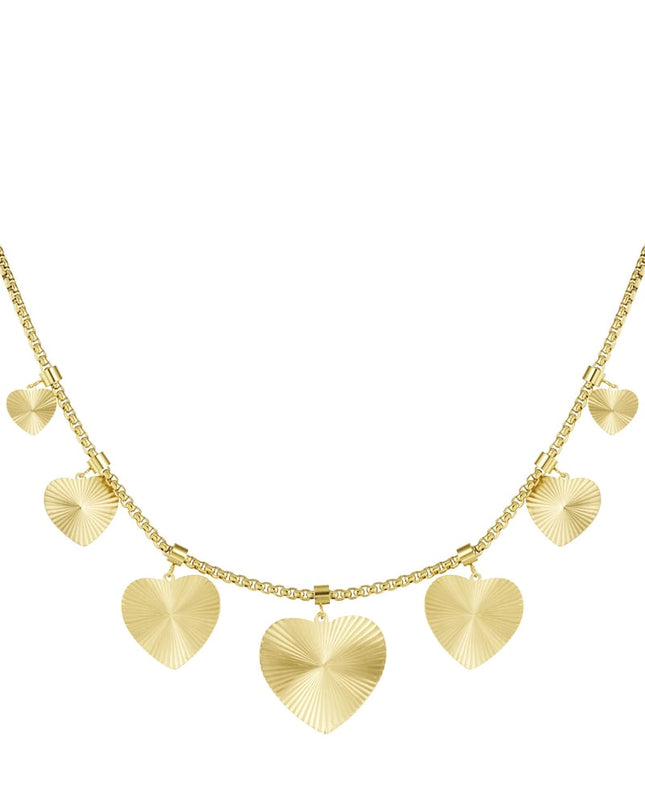textured hearts ketting
