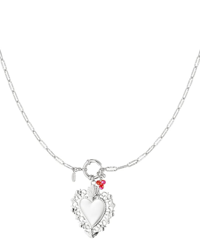 tropical heart charm necklace
