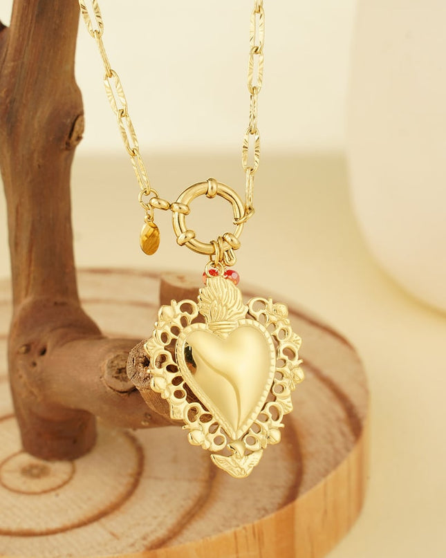 tropical heart charm necklace