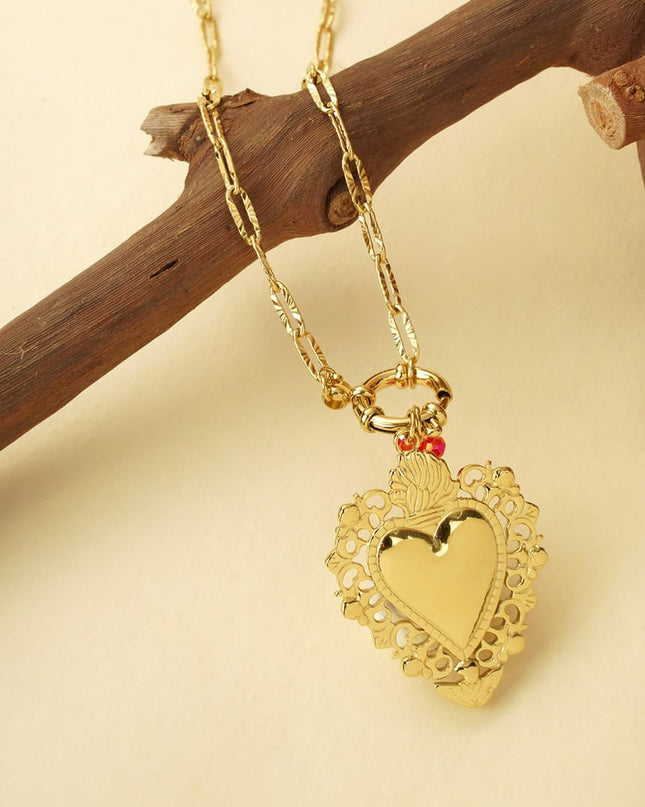 tropical heart charm necklace