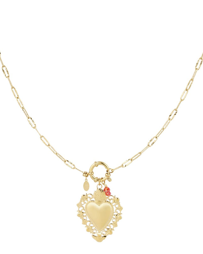 tropical heart charm necklace