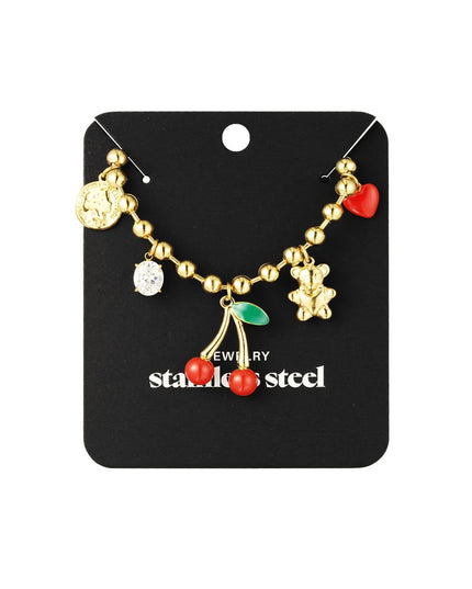 Bedelketting cherry chaser - Goud kleur kleurig