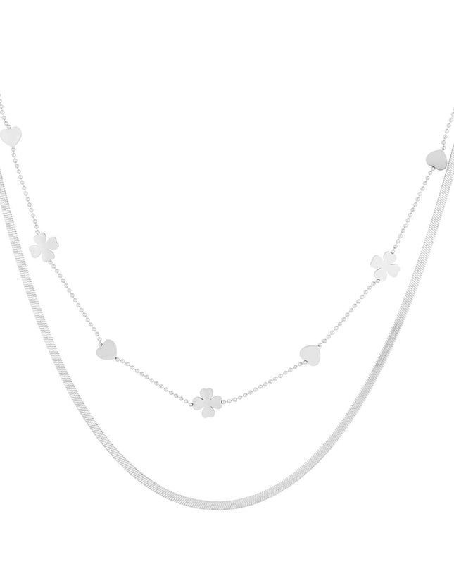 Dubbele ketting clover heart