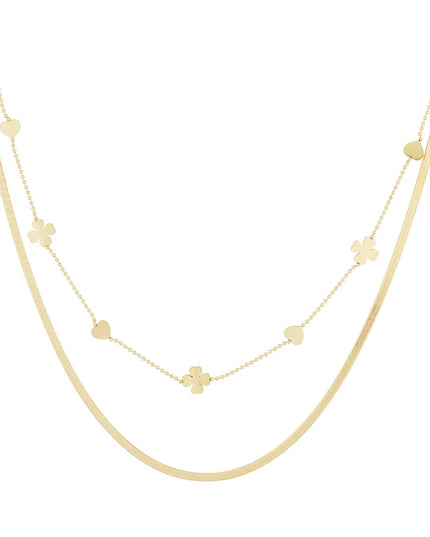 Dubbele ketting clover heart