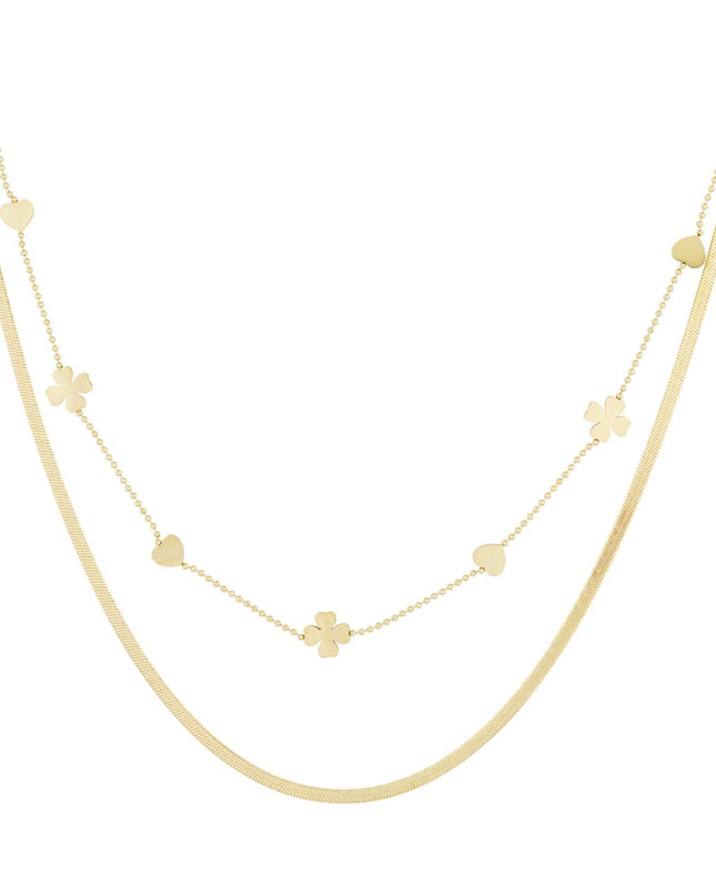Dubbele ketting clover heart
