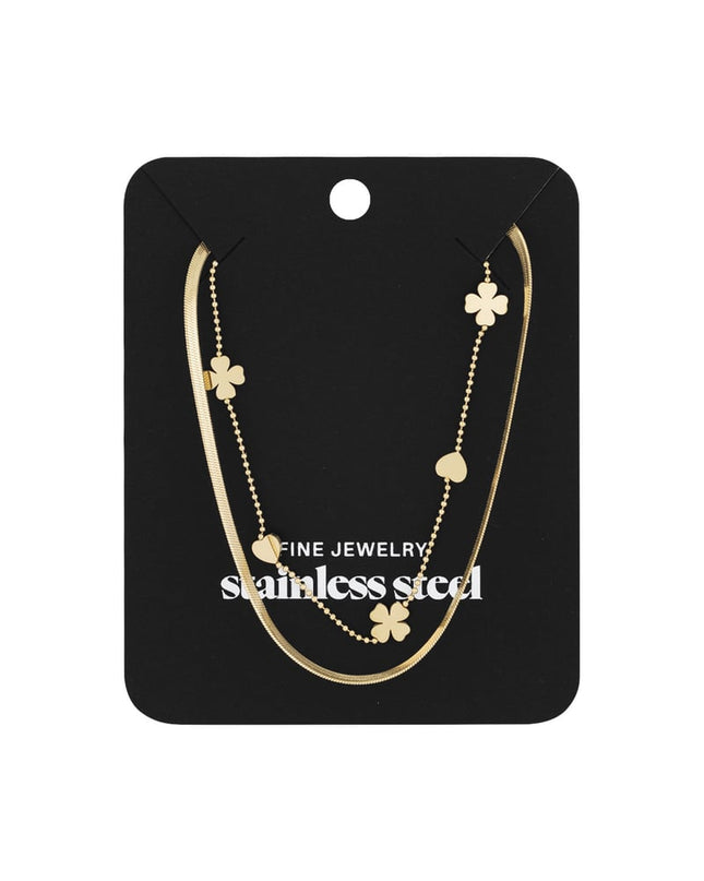 Dubbele ketting clover heart