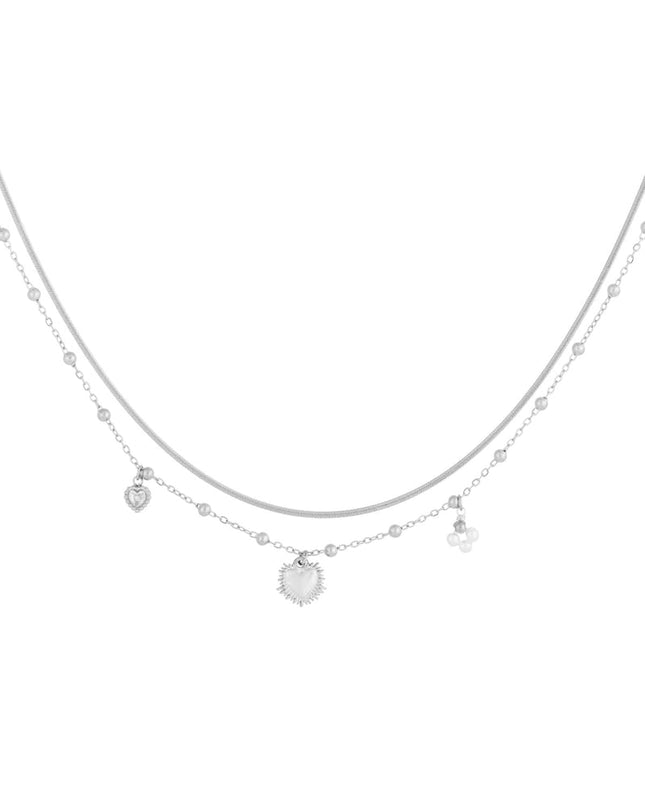 dubbele ketting met hart bedel
