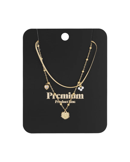 dubbele ketting met hart bedel