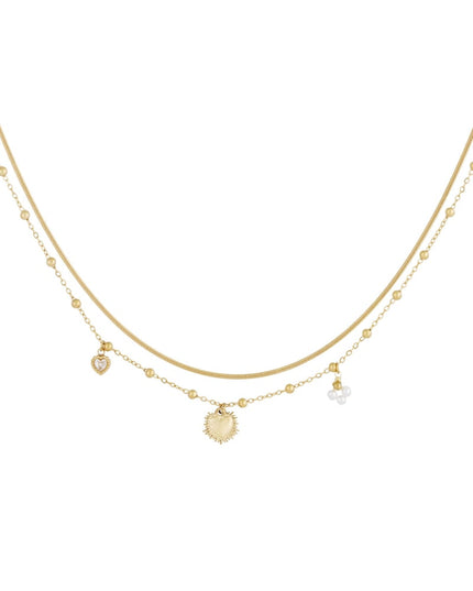 dubbele ketting met hart bedel