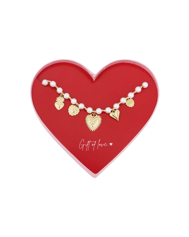 gift of love stainless steel parel hartjes ketting