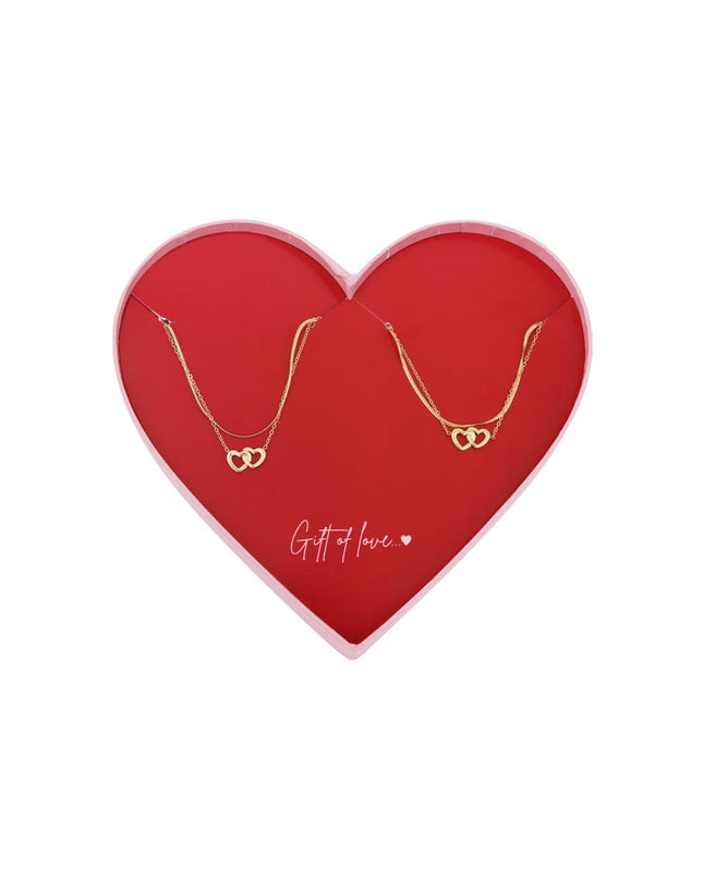 gift of love stainless steel ketting & armband connecting hearts