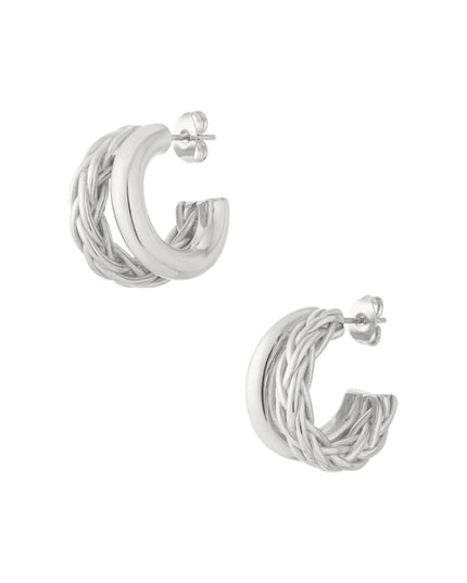 Small double braided hoops earrings