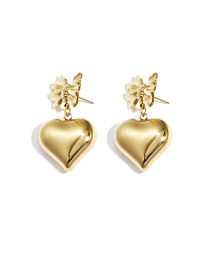 Strik oorbellen met hangend hart