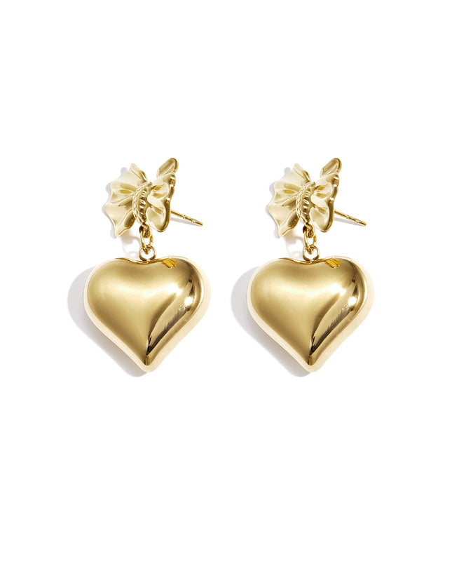 Strik oorbellen met hangend hart