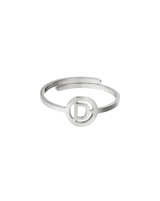 RVS ring initiaal A Zilver Stainless Steel