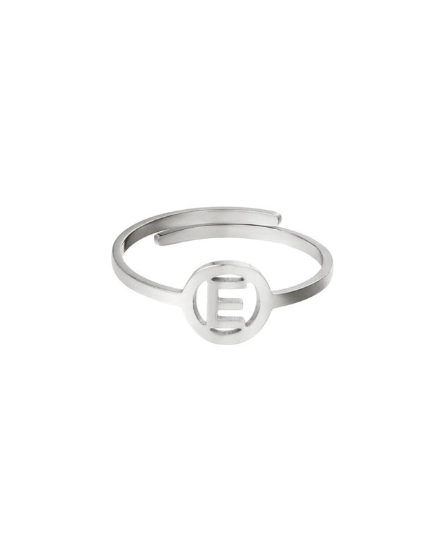 RVS ring initiaal A Zilver Stainless Steel