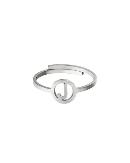 RVS ring initiaal A Zilver Stainless Steel