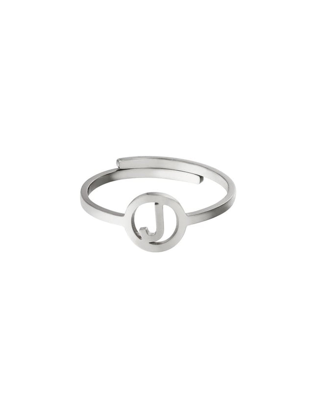 RVS ring initiaal A Zilver Stainless Steel