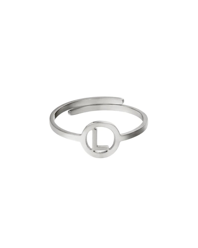 RVS ring initiaal A Zilver Stainless Steel