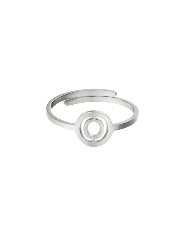 RVS ring initiaal A Zilver Stainless Steel