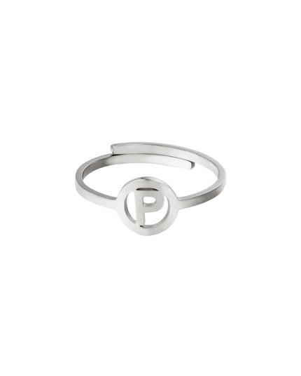 RVS ring initiaal A Zilver Stainless Steel