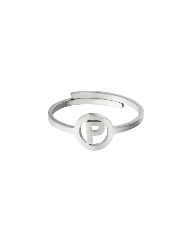 RVS ring initiaal A Zilver Stainless Steel