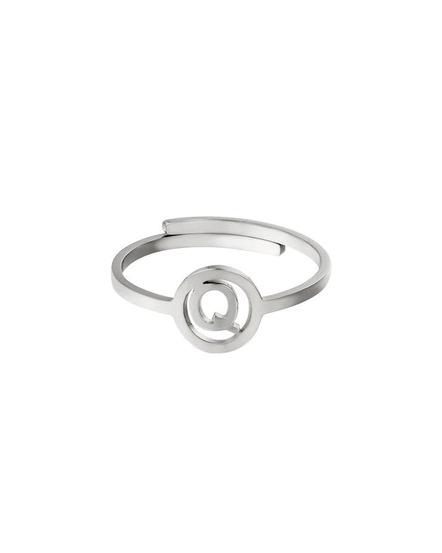 RVS ring initiaal A Zilver Stainless Steel