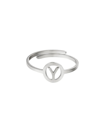 RVS ring initiaal A Zilver Stainless Steel