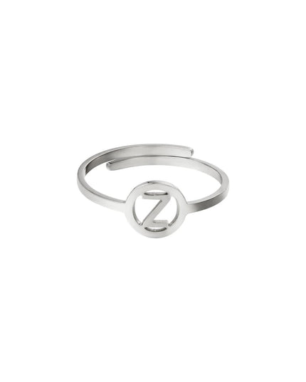 RVS ring initiaal A Zilver Stainless Steel