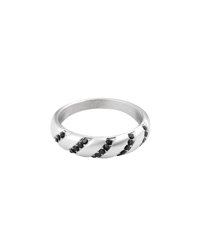 Ring zirkoon swirl Zilver Stainless Steel 16