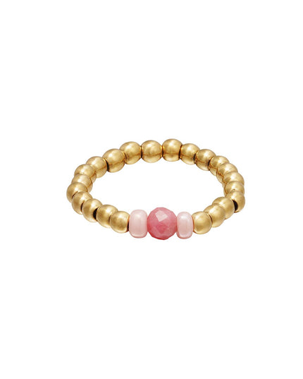 Teenring met kralen Rosé Hematiet 14
