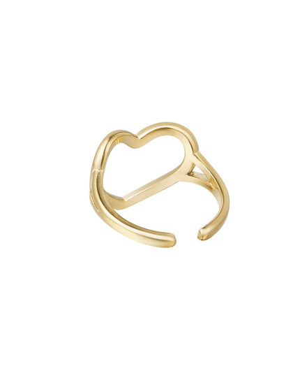 Verstelbare ring hart - Goud kleur Stainless Steel One size