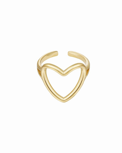 Verstelbare ring hart - Goud kleur Stainless Steel One size
