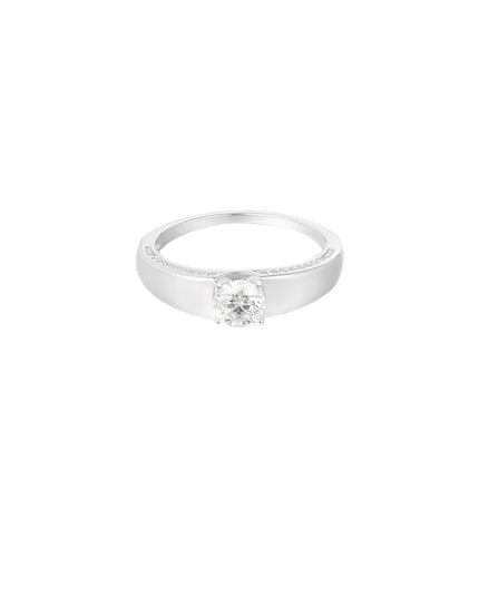 Ring basic met steen - Goud kleur - 16